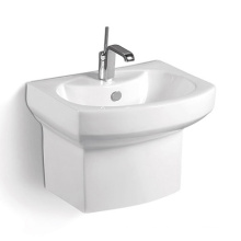 Popular Rectangle Wall Mounted Half Stand Hand Wash Basin Bathroom Basin